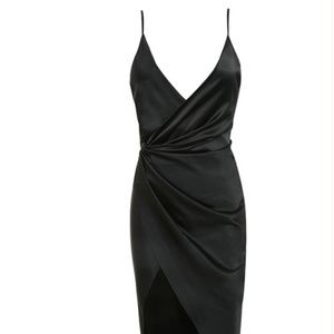 House of CB  Black Satin Drape Back Dress